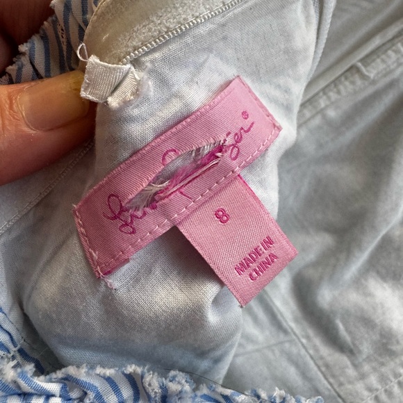 Lilly Pulitzer Blue and White Striped Eyelet Strapless boned top 8 - Picture 4 of 4